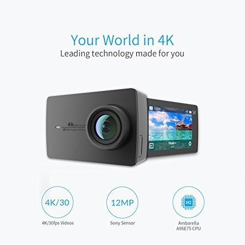 Cámara deportiva - XiaoYi 4K, 12MP, Sensor IMX377, LCD, Wifi, Negro + Carcasa Waterproof
