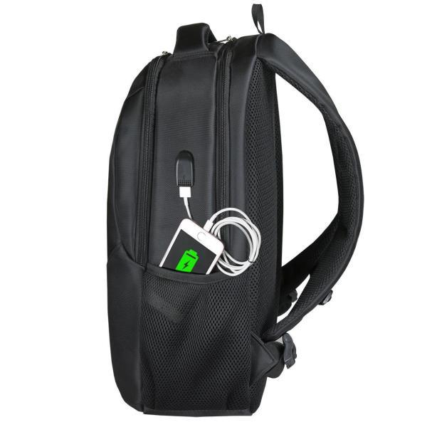 Mochila para portátil de 15.6" - E-Vitta CityJet, USB, Doble cremallera, Negra