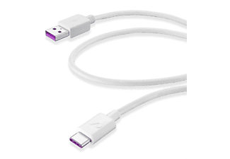 Cable USB - CellularLine USB Super Charge, USB-C, Blanco
