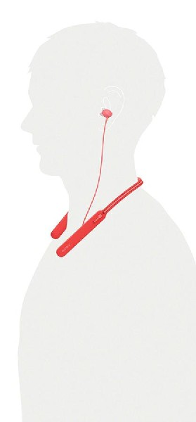 Auriculares inalámbricos - Sony WIC400R, Bluetooth, Rojo