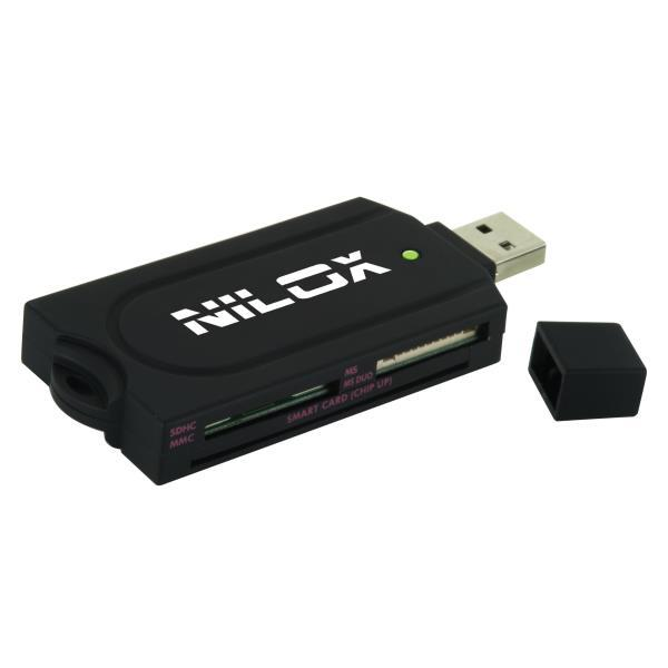 Lector de tarjeta - Nilox 10NXCRAIN1001, USB 2.0, Negro