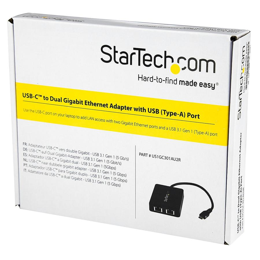 Adaptador de Red - StarTech.com US1GC301AU2R Adaptador de Red USB-C con 2 Puertos Ethernet Gigabit