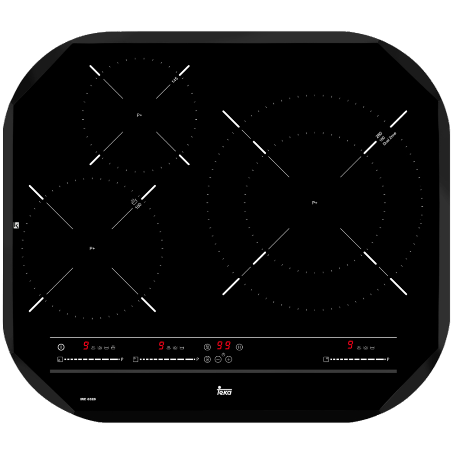 Encimera - Teka IRC 6320, Vitrocerámica, Eléctrica, Inducción, 3 zonas, 28 cm, Negro