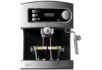 Cafetera express - Cecotec Power Espresso 20, 850 W, 20 bares, 1.5 L, Plata y negro