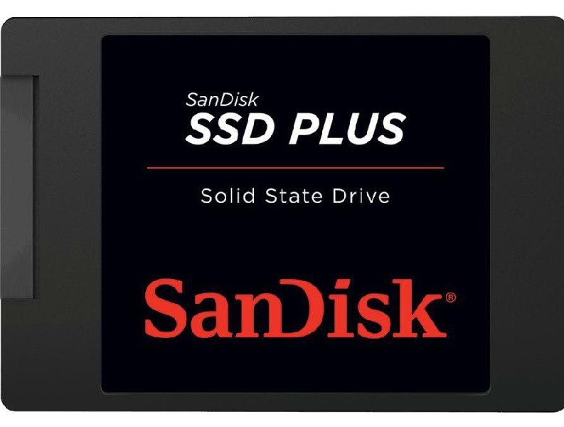 Disco duro SSD 120 GB - SanDisk SSD PLUS, Interno, Lectura 530 MB/s, Escritura 400 MB/s, Sata III, 2.5", Negro