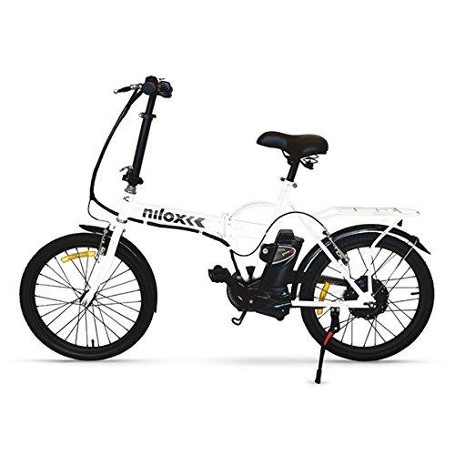 Bicicleta eléctrica - Nilox EBike X1, 20Km/h, 250W, Plegable, 20 kg, Blanca y negra