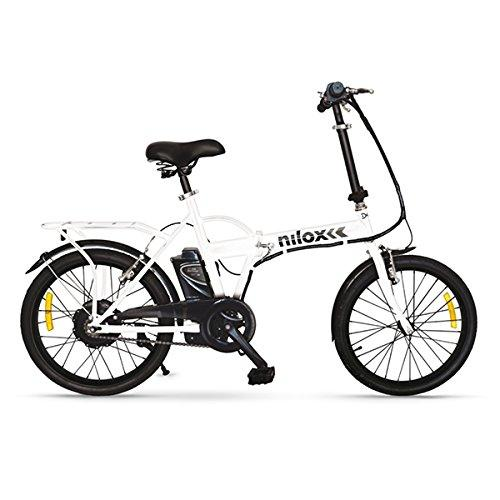 Bicicleta eléctrica - Nilox EBike X1, 20Km/h, 250W, Plegable, 20 kg, Blanca y negra