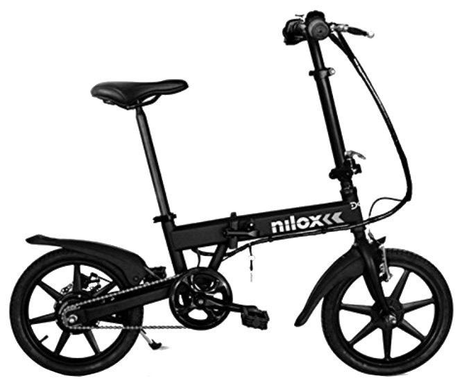 Bicicleta eléctrica - Nilox EBike X2, 25 km/h, 250W, Plegable, Negra