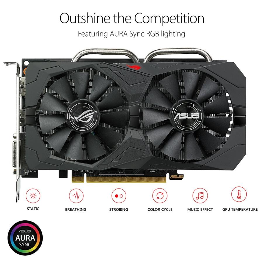 Tarjeta gráfica - ASUS AMD ROG-STRIX-RX560-4G-GAMING, 4GB GDDR5, 1336MHz