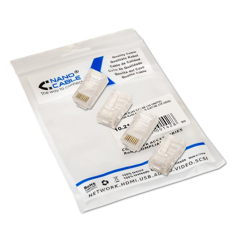 Conector RJ45 - Nanocable, 8 hilos, CAT.6 (10 UDS)