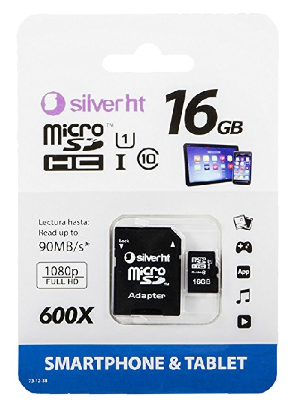 Tarjeta micro SD de 16 GB - Silver HT, 90 MB/s, Clase 10