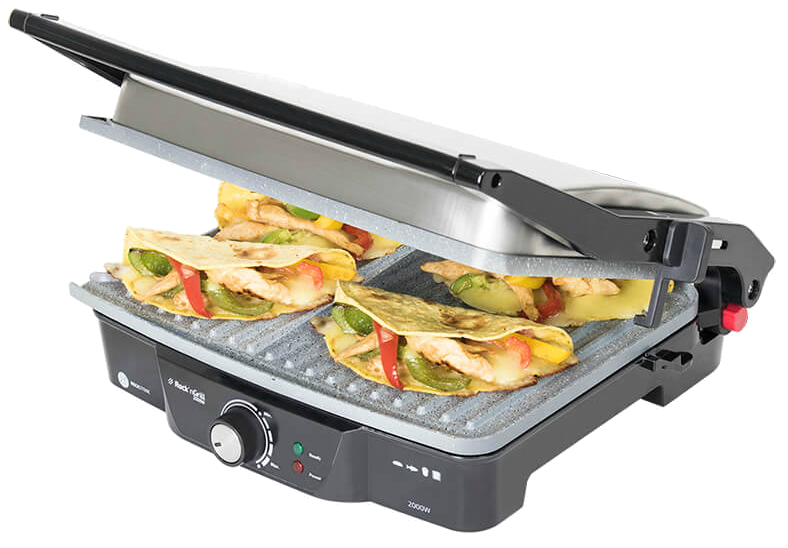 Grill - Cecotec Rock"nGrill, 2000W, Antiadherente, Apertura 180º, Regulador temperatura, Placa