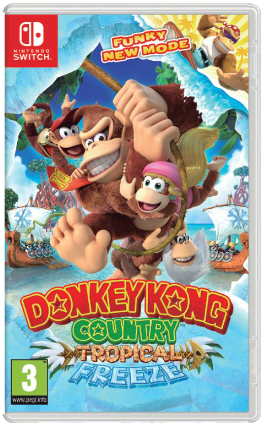 Caja del juego Donkey Kong. Donkey Kong y otros personajes de dibujos animados en la portada.