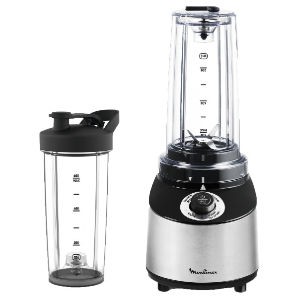 Batidora de Vaso - Moulinex LM181D Freshboost, 800W, 4 Funciones, 2 botellas para llevar