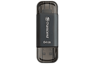 Pendrive de 64GB - Transcend JetFlash Go 300, USB 3.0 (3.1 Gen 1), Tipo A, Negro