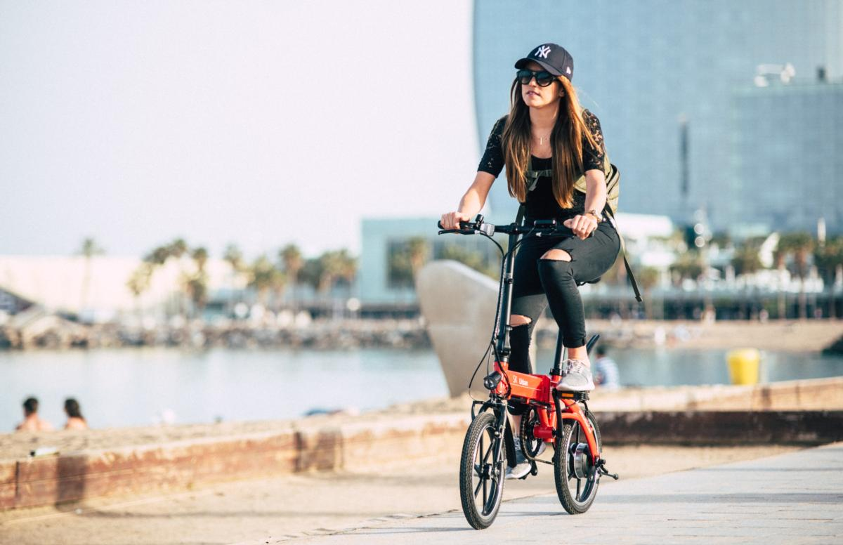 Bicicleta eléctrica - SK8 eBike Beetle, 250 W, Plegable, 25 km/h, Rojo