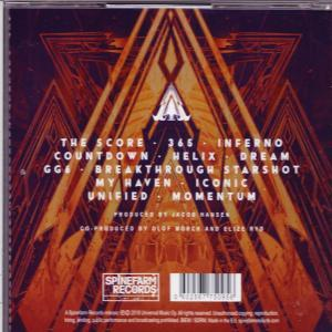 CD-Cover mit geometrischen Formen in Orange und Lila. Enthält Songtitel und Spinefarm Records Logo.