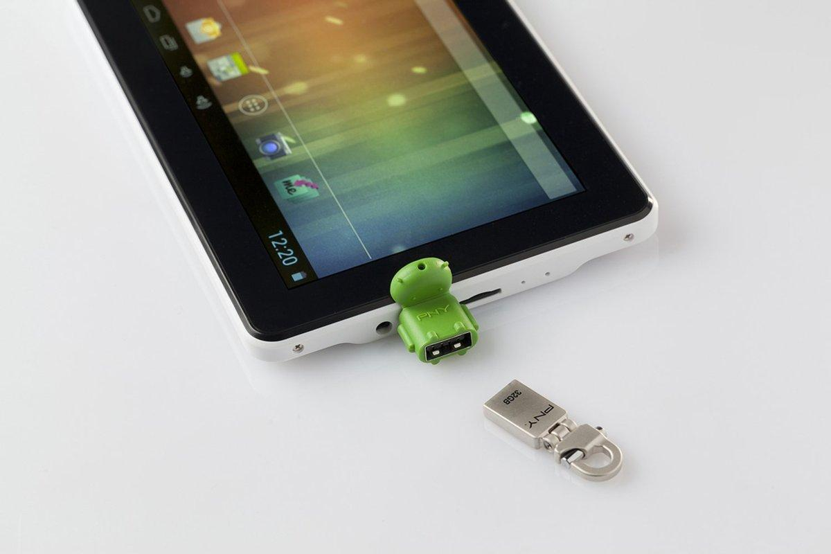Adaptador OTG USB-MicroUSB - PNY OTG-A2G-EF, para Android, verde