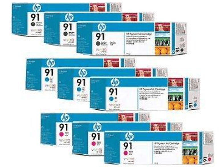 HP 91 3-ink Multipack | Paquete de 3 - gris claro - original - cartucho de tinta - para DesignJet