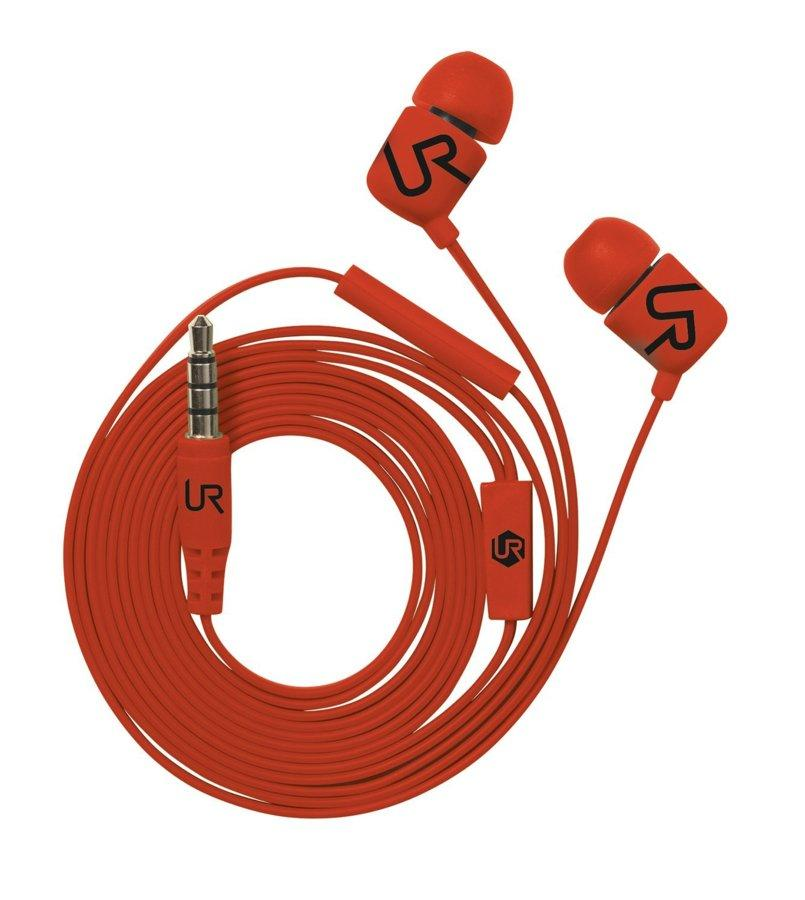 Auriculares de botón - Urban Revolt Duga, rojo, cable plano para evitar enredos