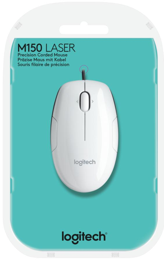Ratón | Logitech M150 Coconut, con cable, USB, color blanco ...