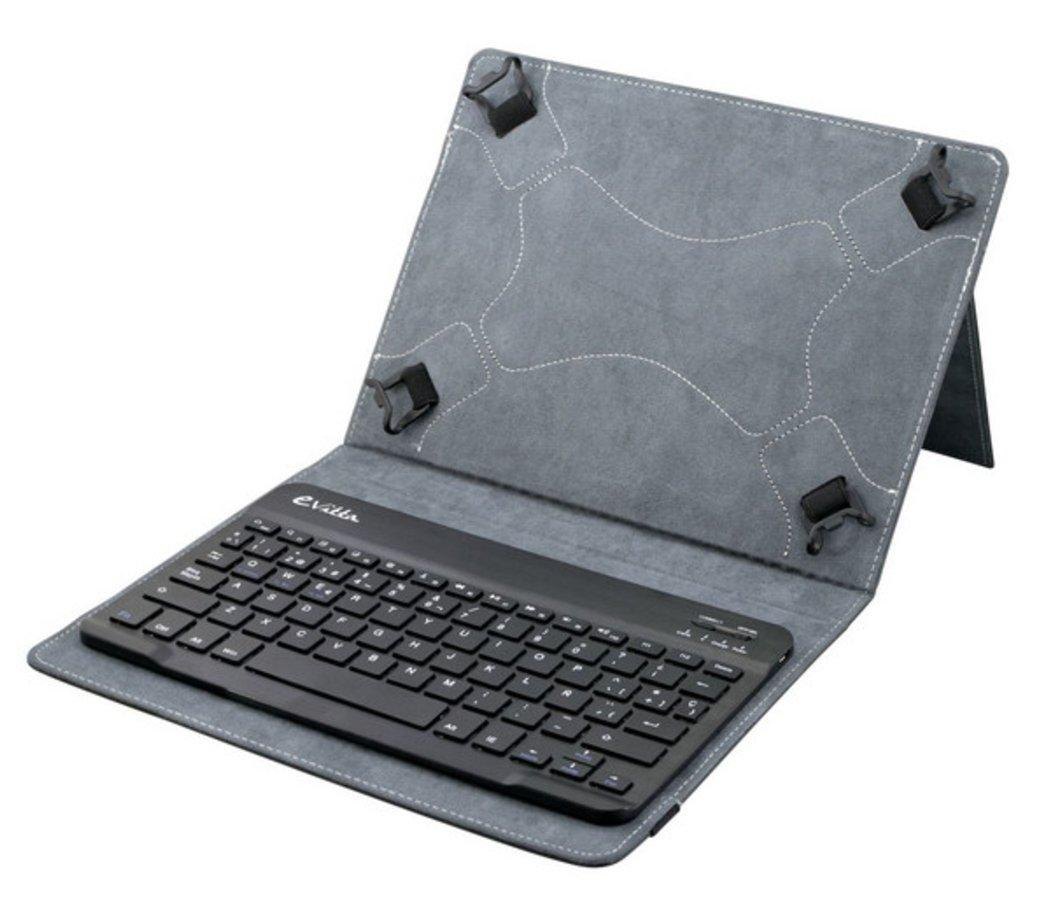 Funda con teclado para tablet de 7-8 pulgadas - E-vitta KeyTab Pure, negra, interior de terciopelo