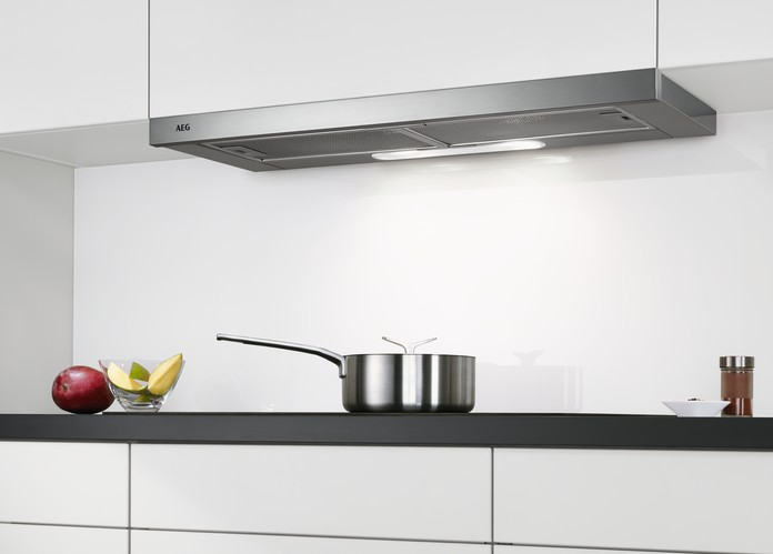 Campana decorativa - AEG DPB5950M, Telescópica, 90cm, 647 m3/h, 3 velocidades, LED, Clase A, Inox