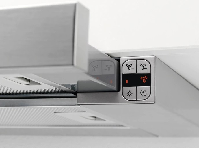 Campana decorativa - AEG DPB5950M, Telescópica, 90cm, 647 m3/h, 3 velocidades, LED, Clase A, Inox