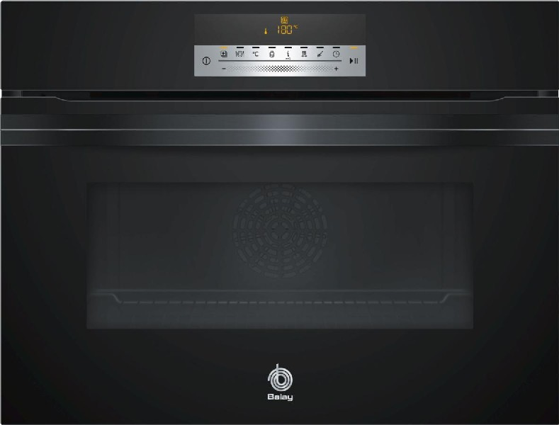 Horno Balay 3cb5878n0 cristal negro limpieza pirolitico 45cm abatible serie compacto 2990 clase 47 aqualisis auto chef vapor 59.4 hidro y w 3 cb5878 n0 0 275 47l