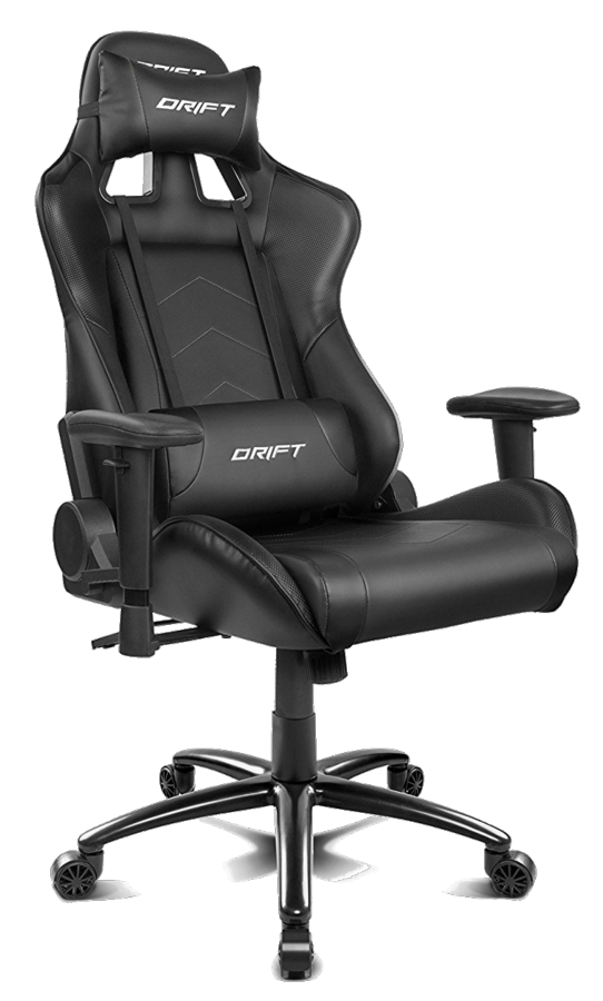 Silla Gaming Drift dr150 reposabrazos cervical y lumbar reclinable giratorio altura negra polipiel dr150b para videojuegos universal hasta 150 kg elevador gas clase 4 profesional ajustable piston asiento cojines