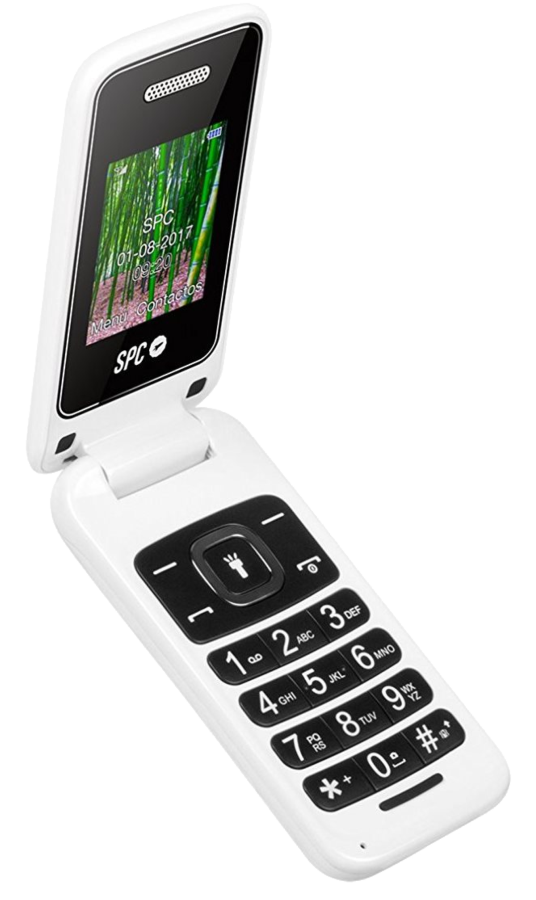 Móvil - SPC Flip, Pantalla 1.8", Bluetooth, Dual SIM, Cámara con flash, Radio FM, Blanco