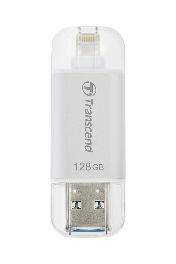 Pendrive de 128 GB - Transcend JetDrive Go 300, USB 3.1, Lightning, Plata