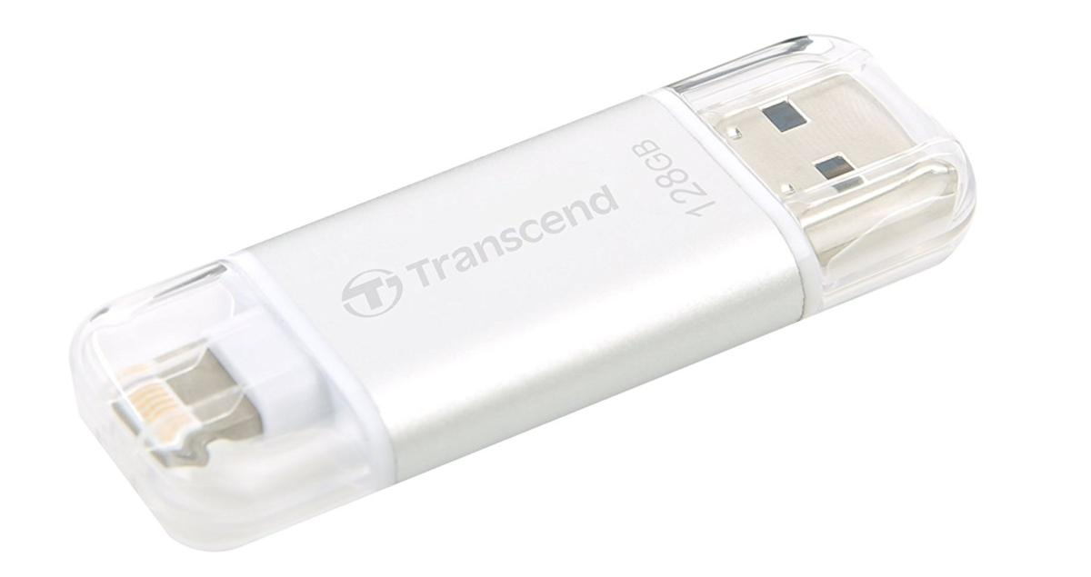 Pendrive de 128 GB - Transcend JetDrive Go 300, USB 3.1, Lightning, Plata