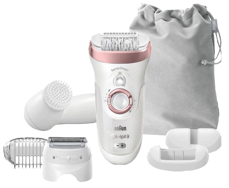 Depiladora - Braun Silk-épil 9 9/880, Wet & Dry, SensoSmart, Inalámbrica, Cabezal extra ancho,