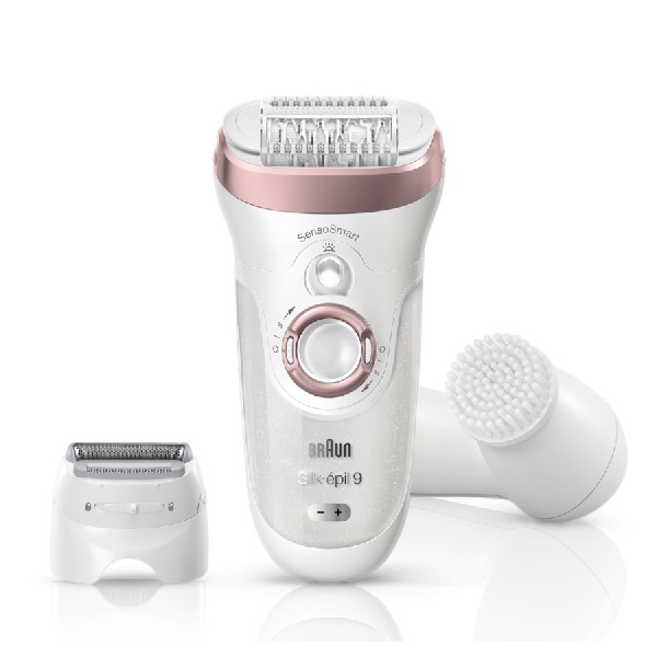 Depiladora - Braun Silk-épil 9 9/880, Wet & Dry, SensoSmart, Inalámbrica, Cabezal extra ancho,