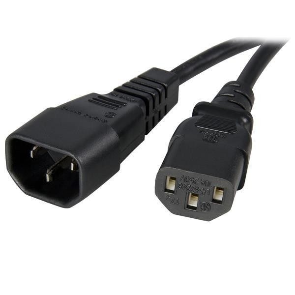 Cable - StarTech.com PXT1001M Extensor Alargador 1m de Cable de Alimentacion PC C14 a C13