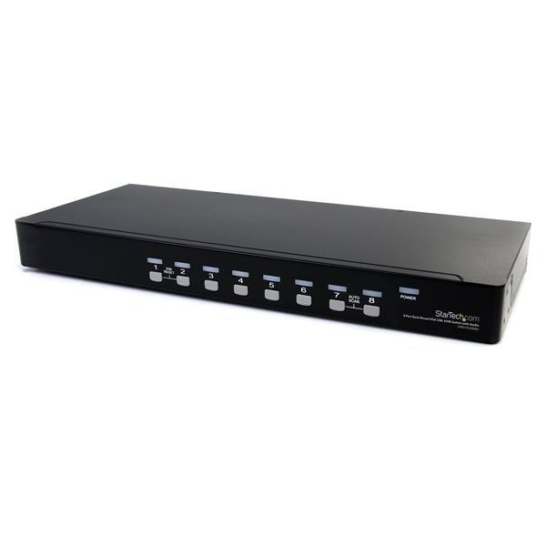 Switch KVM - StarTech.com SV831DUSBAU Conmutador KVM USB VGA de 8 puertos con Montaje en Rack