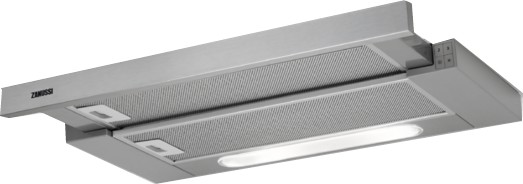 Campana - Zanussi ZHP62350XA, Extraíble, 3 niveles de potencia, 60 cm, 448 m3/h, Inox