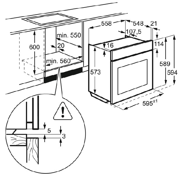 Horno - Electrolux EOL3420AOX, Multifunción, 3 niveles, 72 L, 60 cm, 2780 W, 45 dB, Display LED,