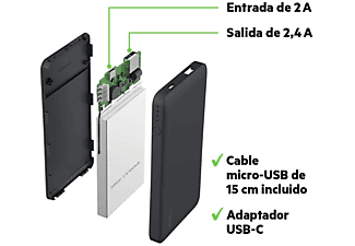 PowerBank - Belkin Pocket, Batería externa, Portátil, 5000 MAh, USB, 2.4 A, Negro