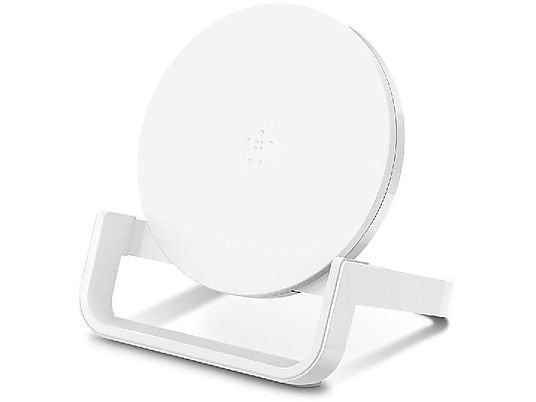 Base de carga inalámbrica - Belkin Boost Up, Soporte universal, 10 W, Compatibilidad Qi, Blanco