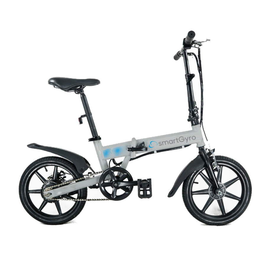 Bicicleta eléctrica - SmartGyro E-Bike, 250 W, 25 Km/h, Autonomía 30-50 Km, Plegable, Plata