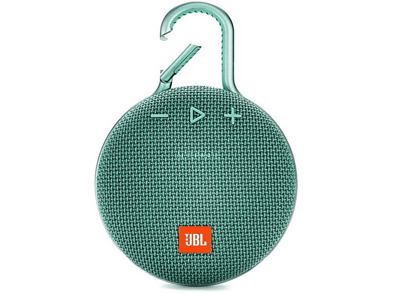 Altavoz inalámbrico - JBL Clip 3 Teal, 3 W, Bluetooth, IPX7, Micrófono, Mosquetón, Verde azulado