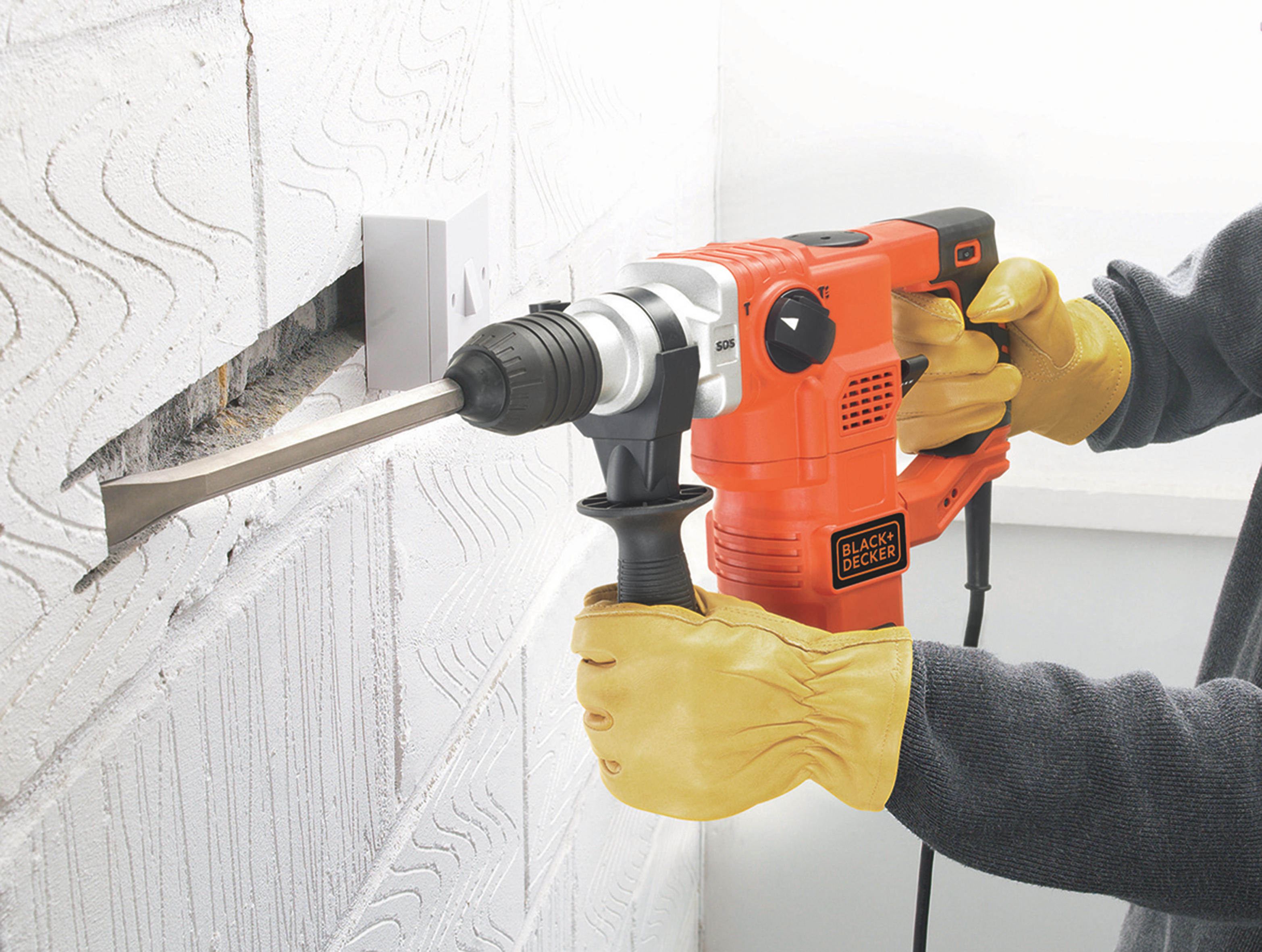 BLACK+DECKER KD1250K 1.250W Bohr- und Meißelhammer, Schwarz/Orange