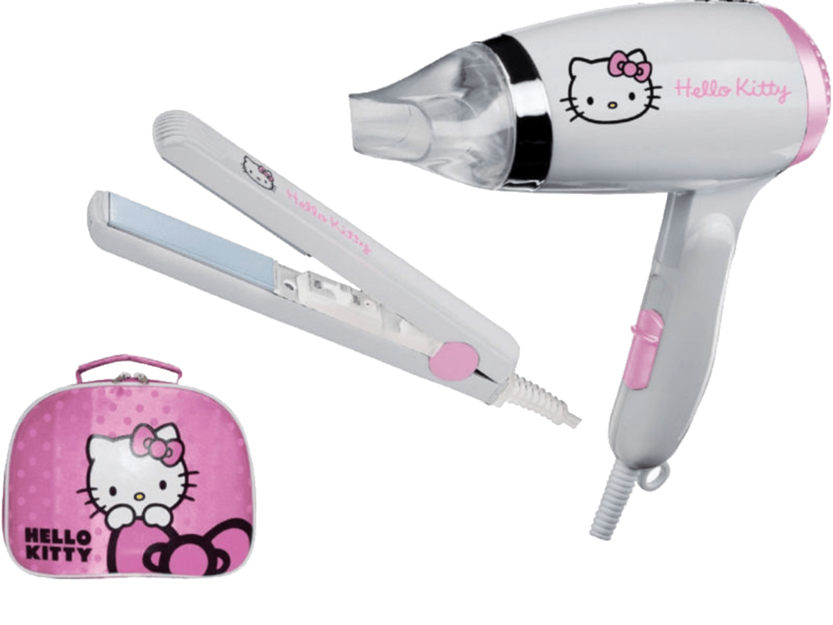 Secador de pelo - Beper HK-ZD118KIT HELLO KITTY, Plancha de pelo + Neceser