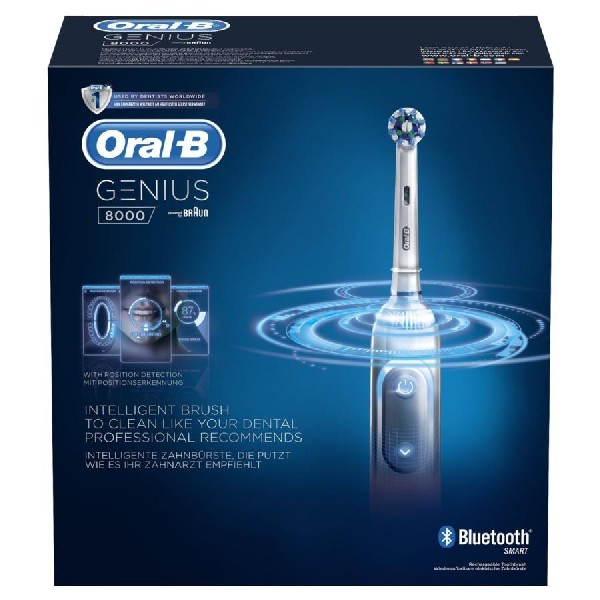 Cepillo Eléctrico - Oral B GENIUS PRO 8000, Cepillado 3D, Bluetooth, Blanco