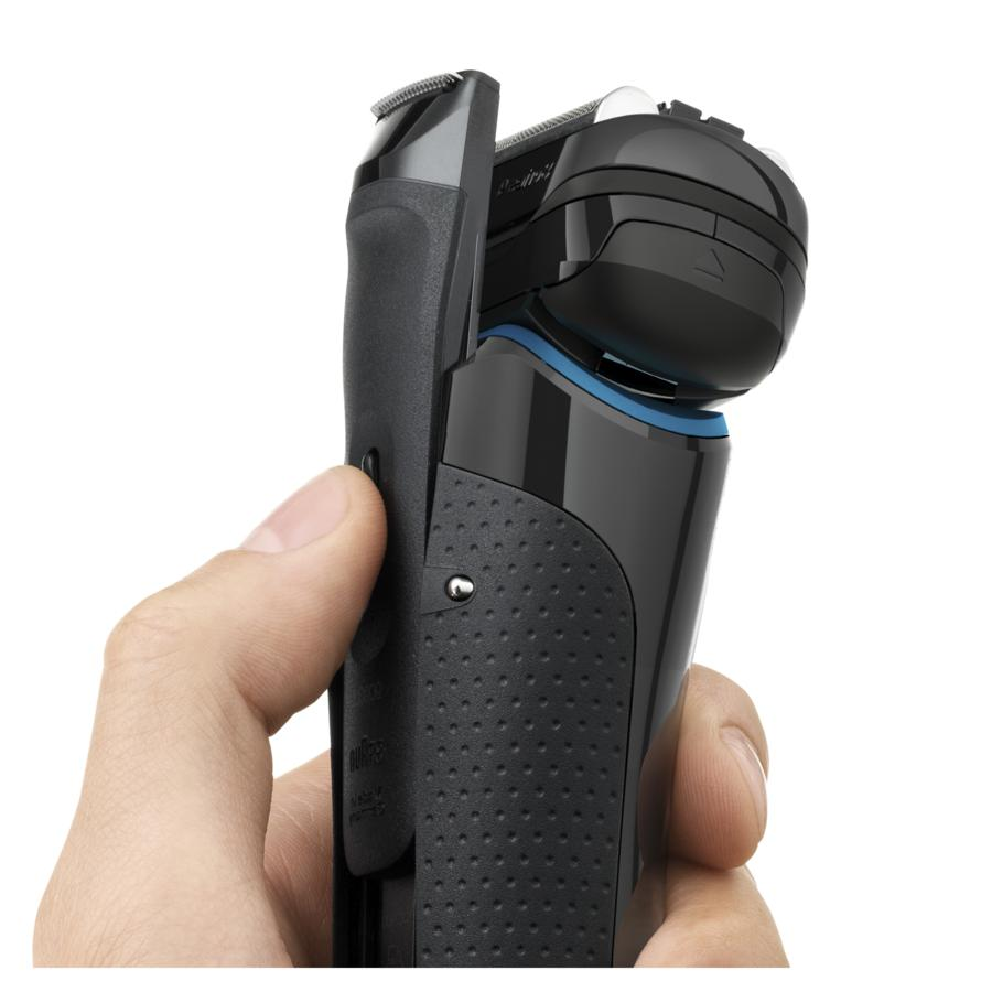 Afeitadora - Braun Series 9 9240s, Wet&Dry, Cinco elementos de corte, Base de carga, Negro y azul