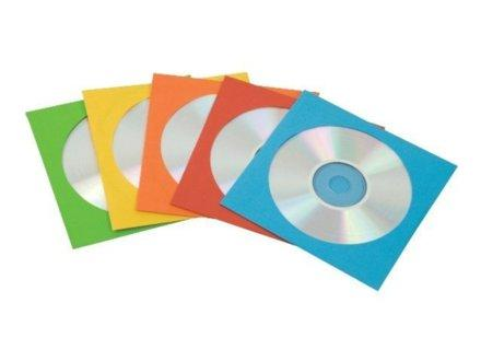 Sobres de papel para CD, DVD y Blu-Ray - Fellowes, 10 unidades de diferentes colores