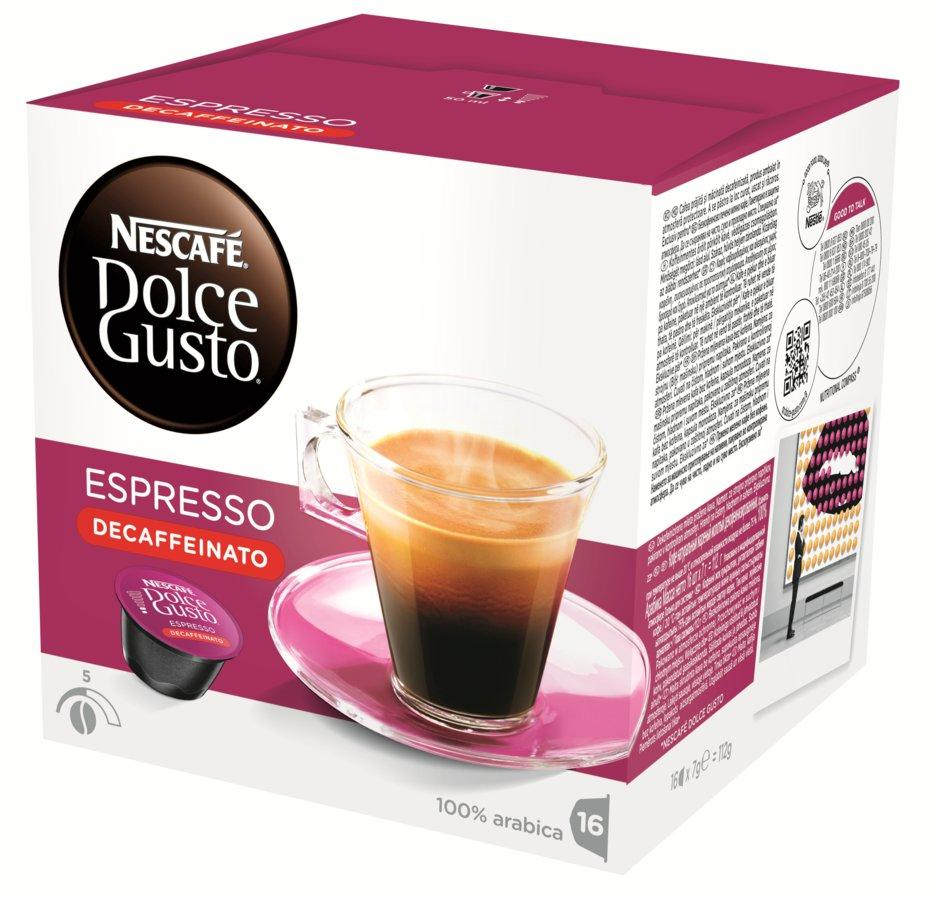 Cápsulas monodosis - Dolce Gusto Espresso Decaffeinato, Pack de 16 cápsulas para 16 tazas