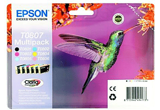 Pack de cartuchos - Epson T0807, negro, magenta, cian, amarillo, cian claro y magenta claro